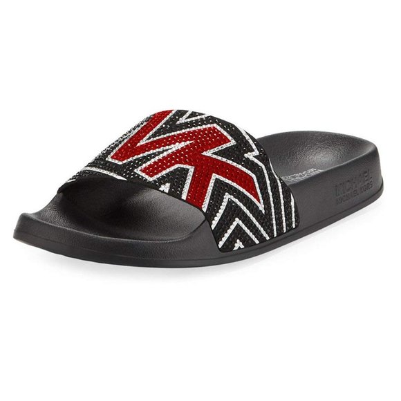 MICHAEL KORS Gilmore Jett Red Crystal Slide Sandal - Picture 2 of 9